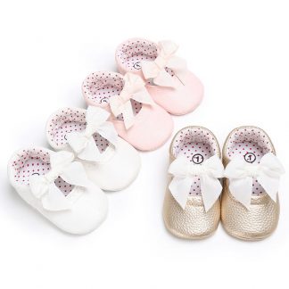 2018 Newly Autumn Toddler Baby Girls Boys Casual Shoes Crib Shoes 3 Colors Leather Bowknot Slip On Baby Shoes