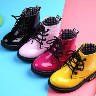 2020 New Children Shoes PU Leather Waterproof Leather Boots Kids Leather Shoes Brand Girls Boys Rubber Boots Fashion Sneakers