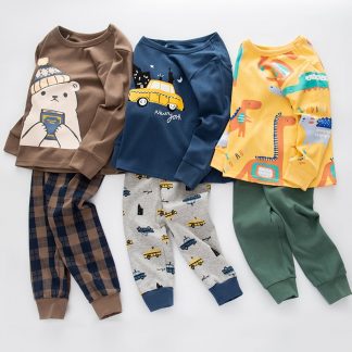 Baby Kids Pajamas Sets Cotton Boys Sleepwear Suit Autumn Girls Pajamas Long Sleeve Pijamas Tops Pants 2pcs Children Clothing
