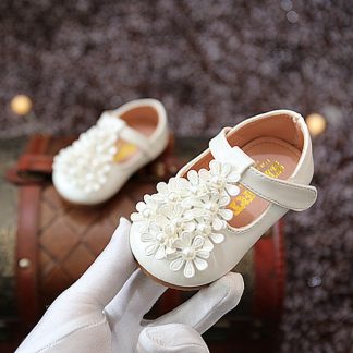 Girls Flowers Pearl Baby Toddler Shoes Children 's Leather Shoes of Autumn New Kids Princess Shoes
