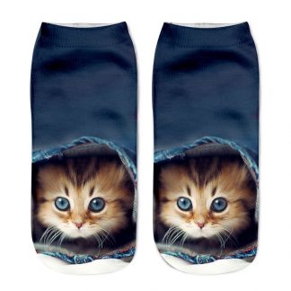 Hot Selling 3D Printing Children Socks Cat Design Fashion Unisex Christmas Gift Socks Low Ankle Funny Sock for 6-12T Kids
