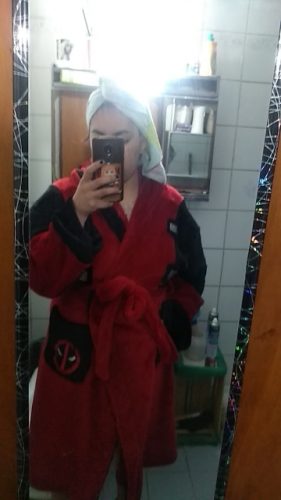 WACLZ Deadpool Kigurumi Costume Bathrobe Cosplay Flannel Adult Night Bath Robe Sleepwear Pajamas Bathing Man Plus Clothes photo review