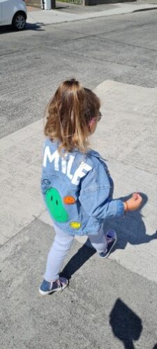 fashion girls full sleeve Single-breasted packet letter cartoon Smiley denim coat jacket toddler kids baby girl clothes 0-6Y photo review