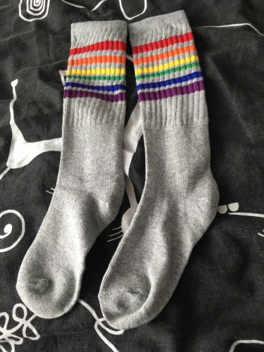 Child boy football socks striped colored rainbow knee socks cotton school white long sock for kids girls baby boy children 1-10T photo review