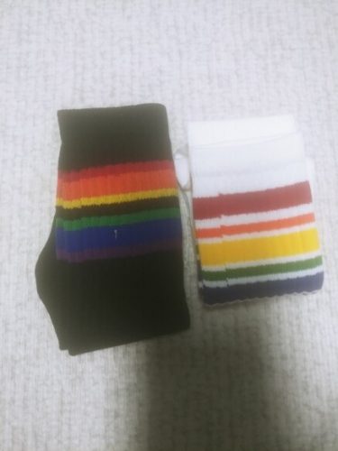 Child boy football socks striped colored rainbow knee socks cotton school white long sock for kids girls baby boy children 1-10T photo review