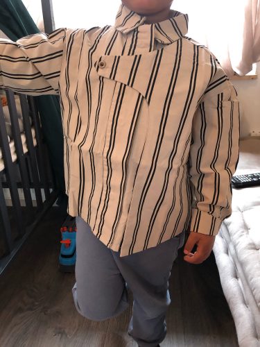 2021 New fashion Korean chic boys girls striped long sleeve thin shirts spring summer children irregular casual tops clothes photo review