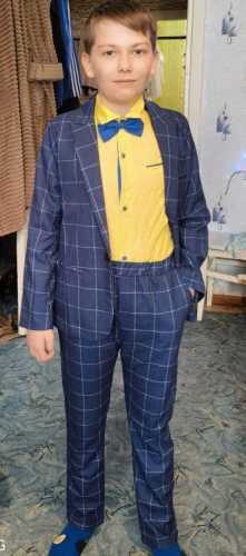 ActhInK 2020 New 3PCS Kids Plaid Wedding Blazer Suit Brand Flower Boys Formal Tuxedos School Suit Kids Spring Clothing Set, C298 photo review