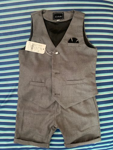 2021 Kids Summer Formal Vest Shorts 2Pcs Suit Flower Boys Birthday Tuxedo Dress Kids Birthday Party Suit Clothing Set photo review