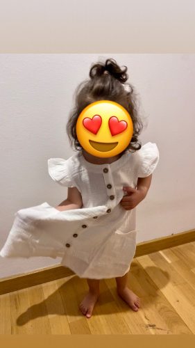 Toddler Kid Baby Girl Summer Dress Ruffles Sleeves Cotton Linen Party Children Girls Casual Button Pocket Dress Sundress Clothes photo review