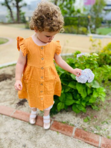 Toddler Kid Baby Girl Summer Dress Ruffles Sleeves Cotton Linen Party Children Girls Casual Button Pocket Dress Sundress Clothes photo review