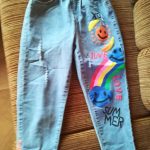 Hot Deals Jeans For Teenage Girls Kids 8 12Yrs High Quality Graffiti Painting Print Casual Pants With A Rainbow Cartoon Trousers photo review