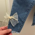 2-7T Jeans For Girls Elegant Bow Cute Denim Pants Sweet Bowknot Stretch Lovely Spring Child Trousers Toddler Kid Baby Steetwear photo review