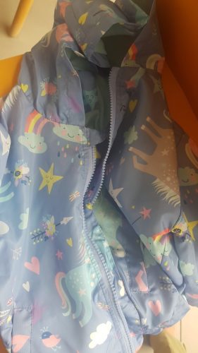 Spring Kids Clothes Windbreaker Trench Coat For Children Hooded Rainbow Unicorn Outerwear Long Sleeve Coat For Girls 2 to 8 Year photo review