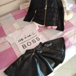 Fashion Girls Summer Clothes 1-6Years Toddler Kids Baby Girl mini boss Printed T-shirts PU Leather Skirts Outfits 2Pcs Set photo review