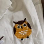 spring dress new girl Korean long-sleeved shirt owl cartoon embroidered striped shirt white blouse photo review