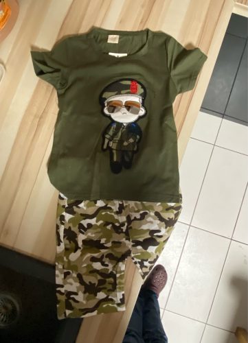 AiLe Rabbit novelty Children Boy Clothes Sets Kids 2pcs Short Sleeves T-Shirt Toddler Suits Camouflage Shorts Clothing Suits photo review