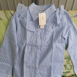 Teenage girls clothes Autumn Kids blue stripe blouses Turn-down collar Full sleeve shirt Children cotton tops School girl blouse photo review
