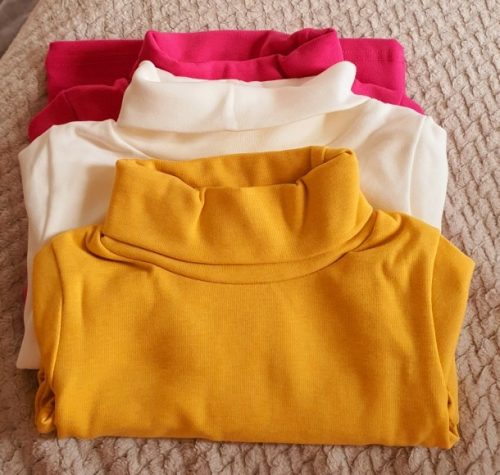 2021 Spring Autumn 2-10T Years Children'S Candy Color Sweet Long Sleeve High Neck Unisex Kids Girl Boy Basic Turtleneck T-Shirt photo review