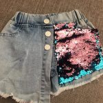 Summer girls jeans baby hot shorts kids denim shorts children bottoms streetwear fashion sequin patch irregular 3 to 8 yrs photo review