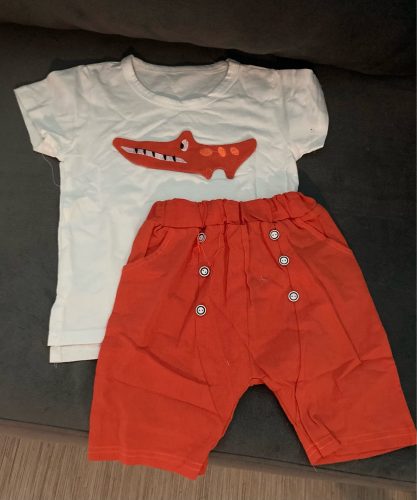 New 2020 Kids Boys Clothing Sets Summer Cartoon Crocodile Short Sleeve O-Neck T-Shirt Tops with Shorts Girls Cotton Pajama Sets photo review