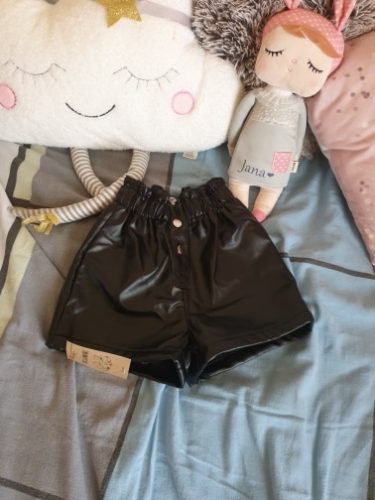 100-160 Cm Winter Girls Thick Warm Fleece Pu Leather Shorts Baby Kids Children Fashion Wear Two Colors photo review