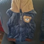 Autumn Winter Girl Fashion Cartoons Bear Hooded Warm Plus velvet Vest Trousers 3Pcs Baby Girls Set Casual Baby Boys Tracksuit photo review