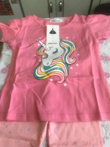 2020 Summer Fashion Unisex Unicorn T-shirt Children Boys Short Sleeves White Tees Baby Kids Cotton Tops For Girls Clothes 3 8Y photo review