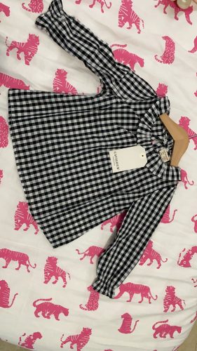 Summer Spring Baby Girls Blouse Cotton Top Peter Pan Collar Plaid Toddler Girl Shirt Clothes Clothing Girl Infant 1-5Y photo review
