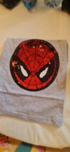 Summer T-Shirt Boys Superhero Sequin Reversible Tops Tees Kids Spiderman Face-changing Captain America T Shirt Children Clothes photo review