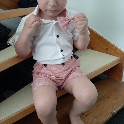 Top and Top Summer Kids Baby Boy Formal Suit Short Sleeve with Shirt Suspender Pants Casual Clothes Outfit Gentleman Set 2PCS photo review