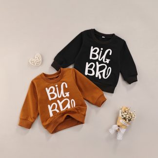 Lioraitiin 0-4Years Toddler Baby Boy Girl Autumn Casual Sweatshirt Letter Print Long Sleeve Round Neck Pullover