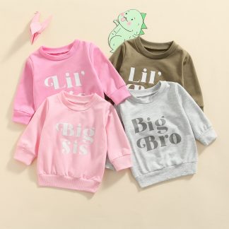 Lioraitiin 0-4Years Toddler Children Boy Girl Unique Letter Printed Sweatshirt Round Neck Long Sleeve Loose Pullover Sweater