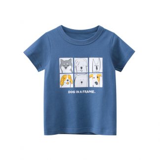 2022 Summer Kids Clothes Boys Girls Short Sleeve T-shirt Tops Children Dog Lion Giraffe Cartoon Animal Cotton Print T Shirt Tees